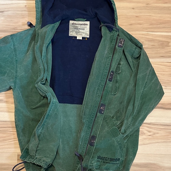 Abercrombie & Fitch Forest Green Canvas Saltwater Distressed Hooded Jacket M - Picture 9 of 10